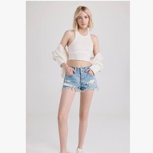 Levi's Light Blue Ripped Jean Shorts